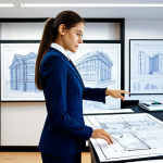 **

"A professional female architect in a fully clothed, modest outfit – a tailored pantsuit – stands in a brightly lit, modern architectural office. She's reviewing blueprints spread across a large table. Perfect anatomy, correct proportions, well-formed hands, proper finger count. The background includes computer monitors displaying architectural renderings and shelves filled with model buildings. Safe for work, appropriate content, fully clothed, professional, family-friendly, natural pose, high quality."

**