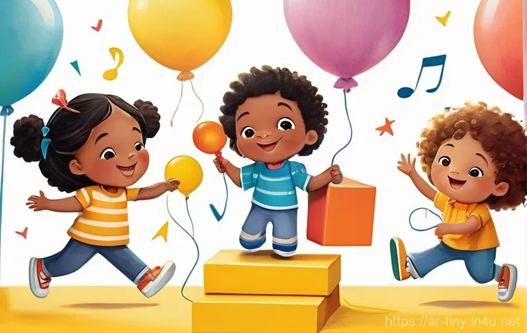 티니핑 주제곡 커버 영상 - **Prompt 1: Joyful Children Engaging with Music** A vibrant, whimsical illustration of a diverse...