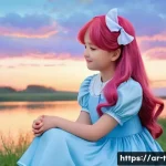 티니핑의 교육적 메시지 - **Prompt:** A heartwarming scene featuring Romi, a kind-hearted teenage girl with long, vibrant pink...